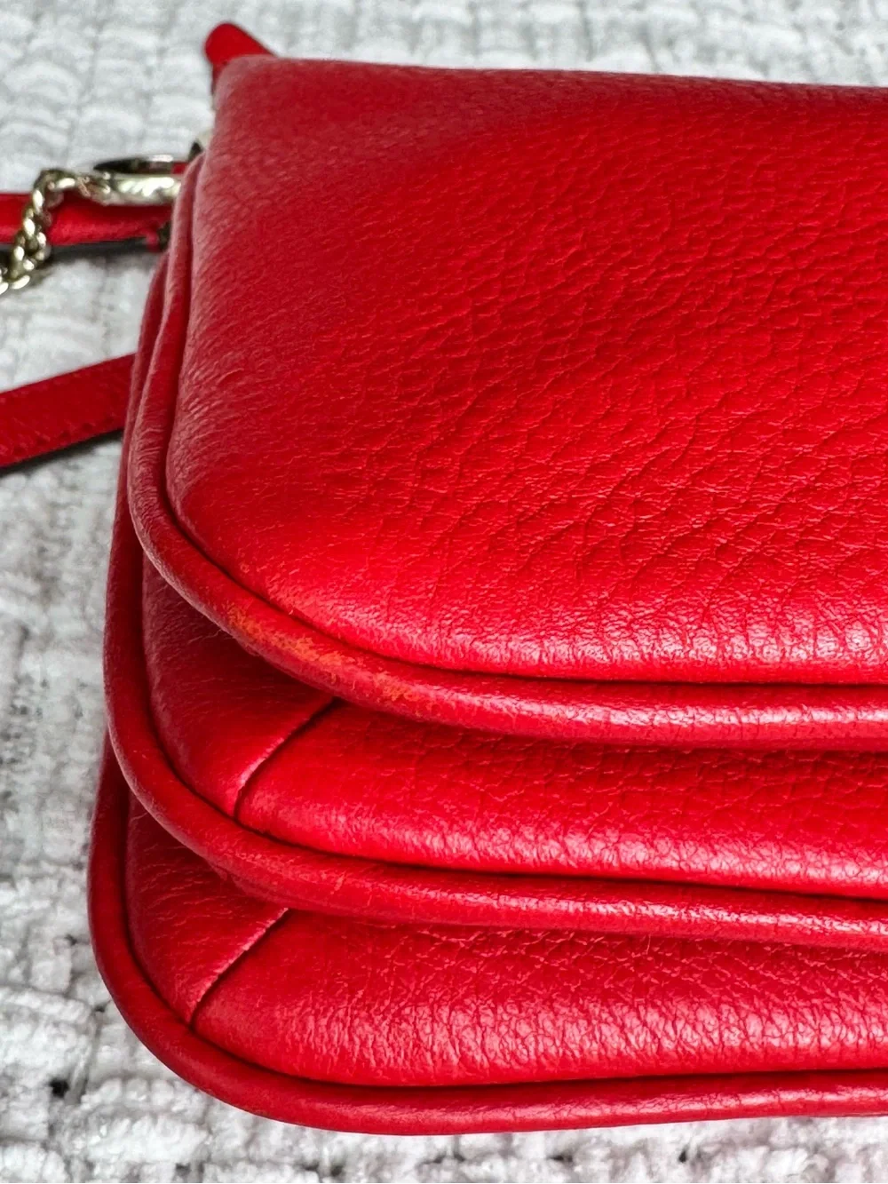 Kate Spade New York Red Pebbled Leather Crossbody Bag Adjustable Strap